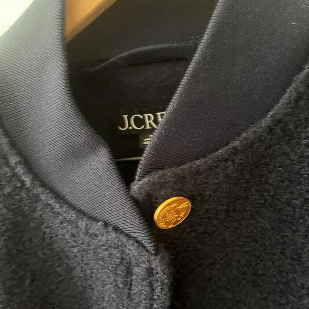 J Crew Navy Boucle Bomber Jacket - Picture 6 of 6